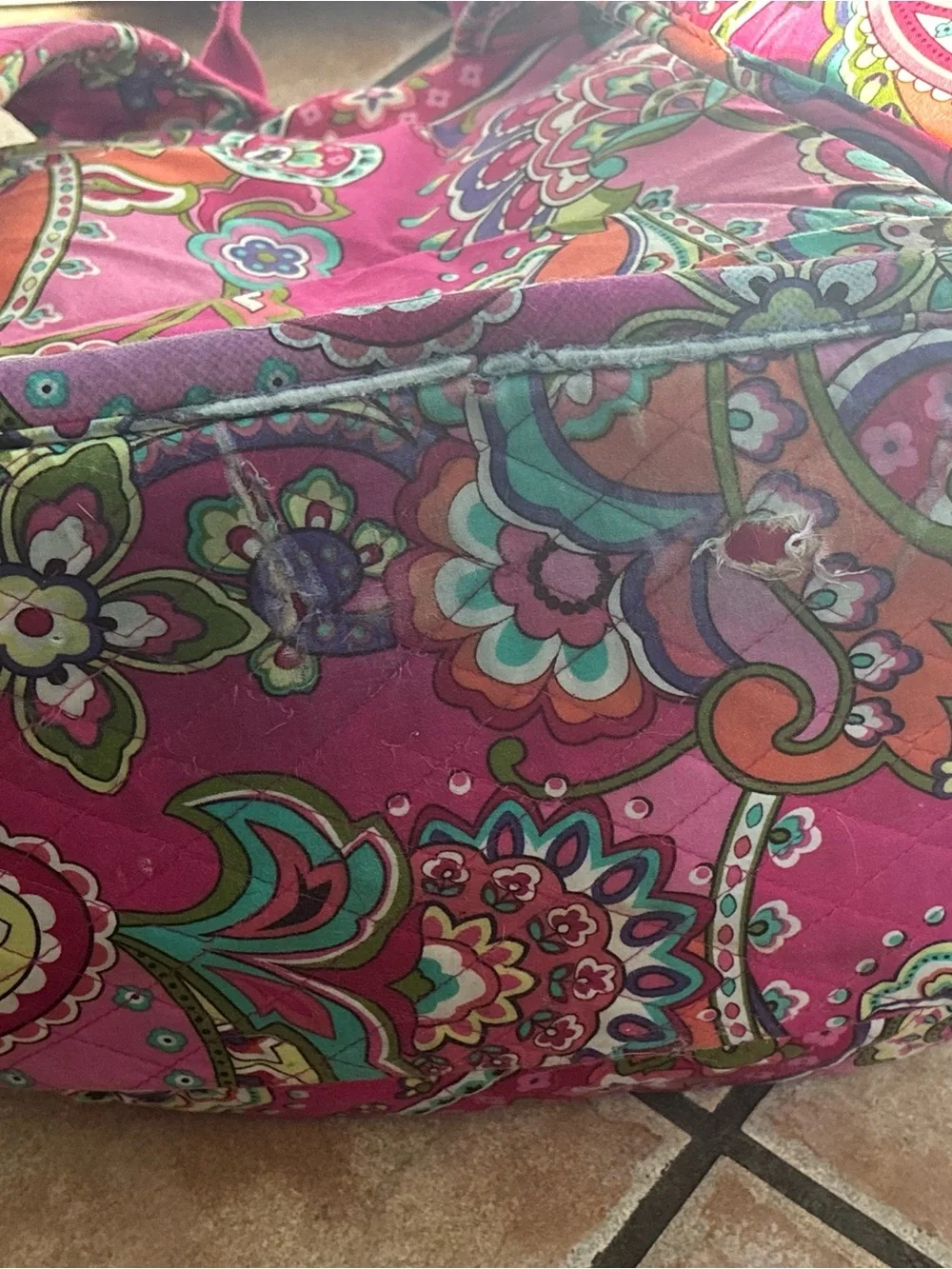 Vera Bradley Hot Pink Paisley Quilted Backpack with Multicolor Accents